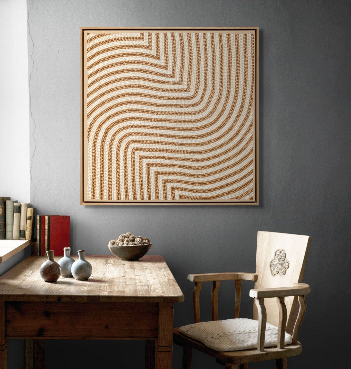 Sand Dunes 2 - Brown/White on Beige - Studio One Noosa