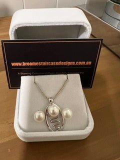 Broome Staircase Designs – Pearl Pendant & Studs Value $290 - Studio One Noosa
