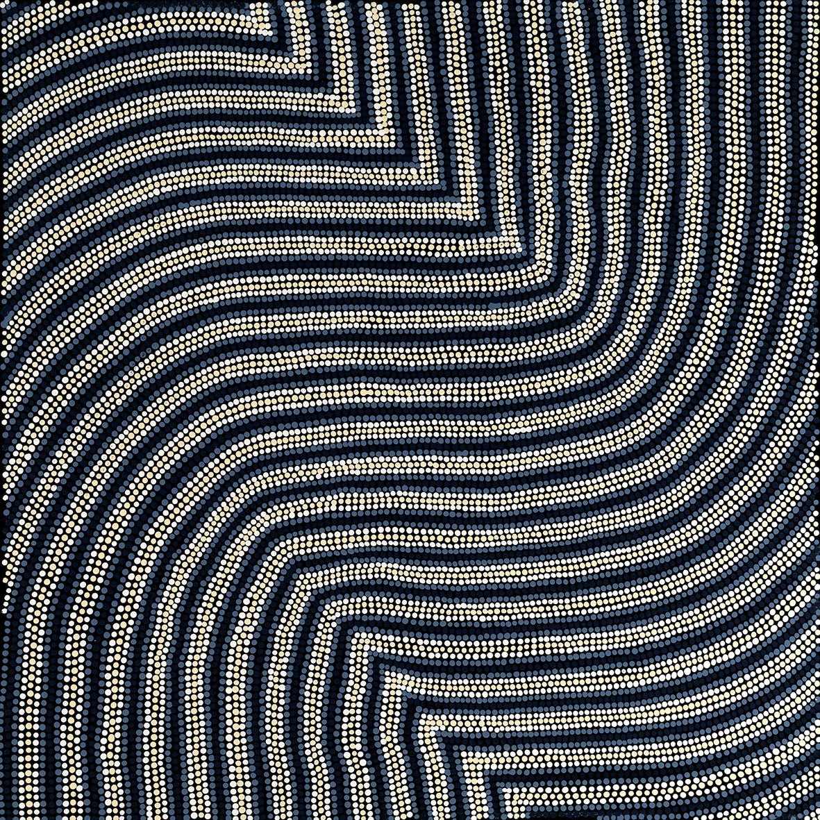 Sand Dunes 1 - Blue/White/ Yellow on Black - Studio One Noosa