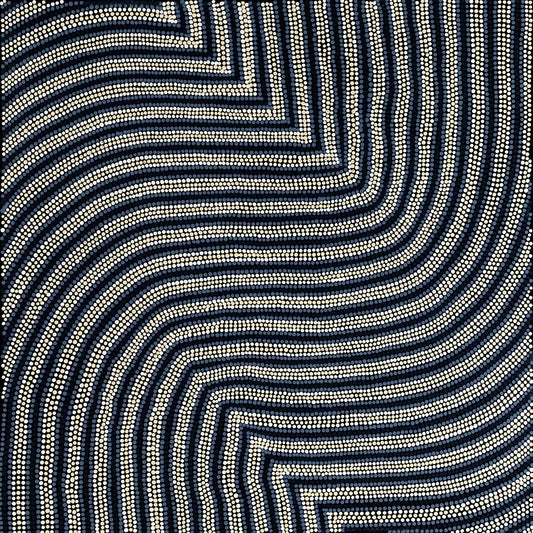 Sand Dunes 1 - Blue/White/ Yellow on Black - Studio One Noosa